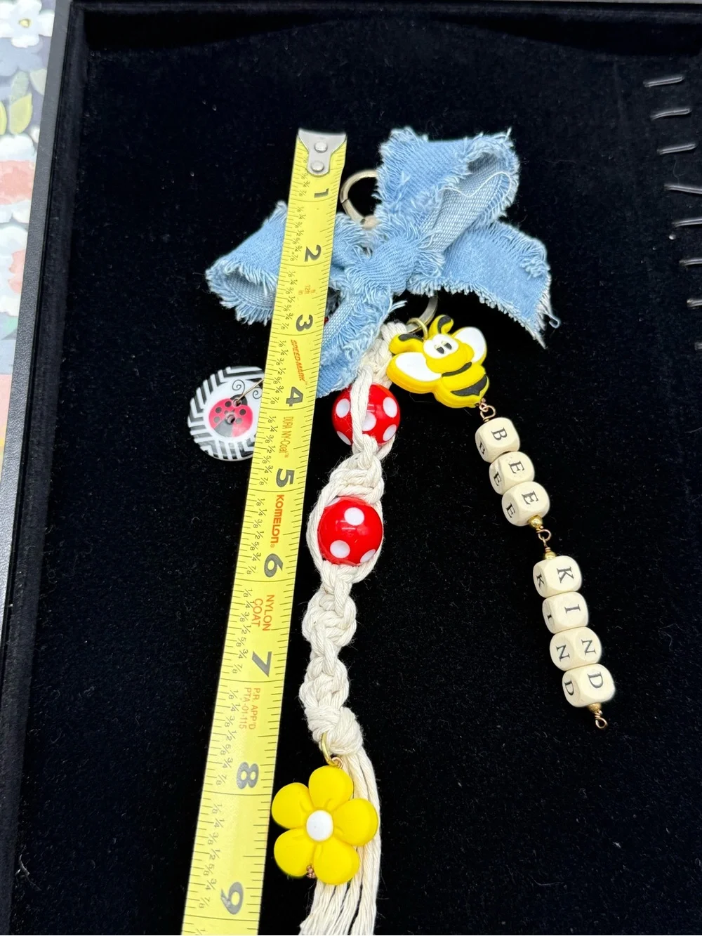 👑Adorned Crown Jewelry purse bag charm keychain bee kind ladybug macrame bow